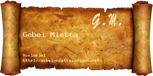 Gebei Mietta névjegykártya